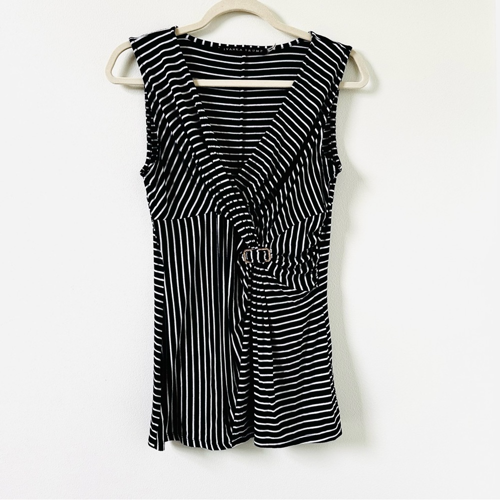 Ivanka Trump navy blue white striped top